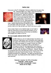 English Worksheet: Bonfire Night