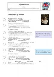 English Worksheet: Miles Away by Madonna