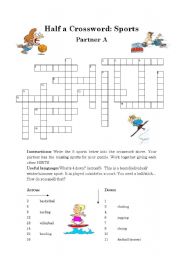 Half a Crossword: Sports (Pairwork)