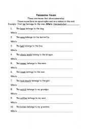 English worksheet: possessive nouns