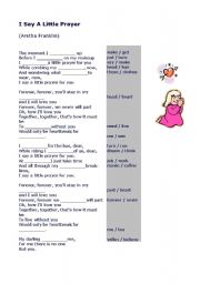 English Worksheet: Say a Little Prayer for you (Song)