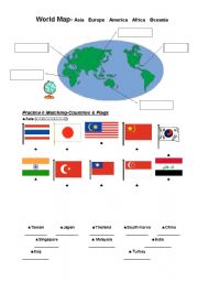 English Worksheet: World Map