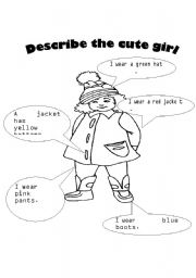 English Worksheet: describe the cute girl