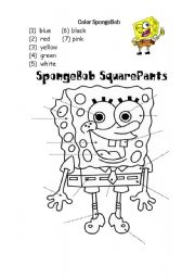 English Worksheet: coloring SpongeBob...