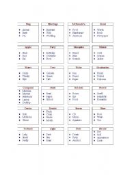 English Worksheet: Tabooish Card