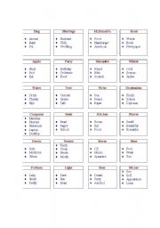 English Worksheet: Tabooish Card