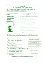 English worksheet: country 