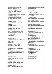 English Worksheet: Practice reading the song and answering questions for its interpretation