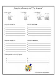 English Worksheet: Describing Characters of The Simpsons