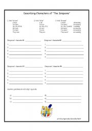 English worksheet: Describing Characters of The Simpsons