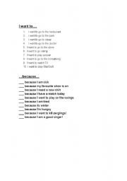 English Worksheet: I want to