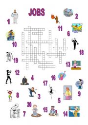 English Worksheet: JOBS CROSSWORD