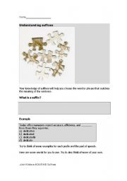 English Worksheet: Understanding Suffixes