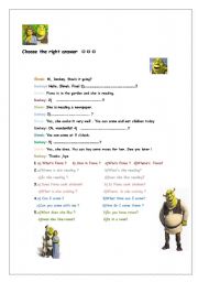 English Worksheet: shrek&present simple&present continuous.Choose the right answer