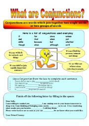 English Worksheet: What are Conjunctions?