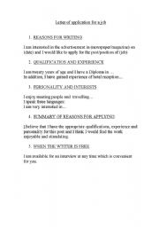 English Worksheet: LETTER OF APPLICATION FOR A JOB