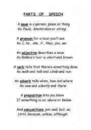 English Worksheet: Parts of Speech