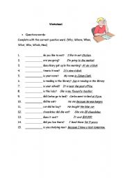 English Worksheet: Questions words