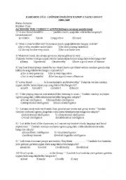 English Worksheet: 8th grade the first written exam