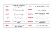 English worksheet: Adjectives Domino (personality)