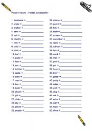 English Worksheet: Plural of nouns