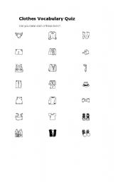 English Worksheet: cLOTHES VOCABULAR QUIZ