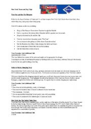 English worksheet: tours arond NY