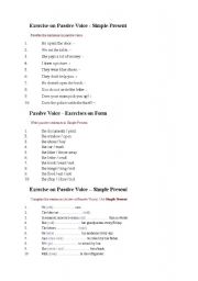 English worksheet: Exercise on the Passive Voice
