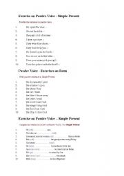 English Worksheet: Exercise on the Passive Voice