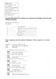 English worksheet: exercises with past simple