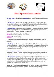 English Worksheet: How to write a friendly letter