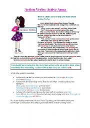 English Worksheet: action verbs