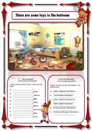 English Worksheet: There are some toys in the bedroom