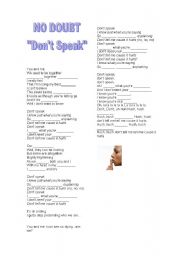 English Worksheet: Dont Speak, by No doubt