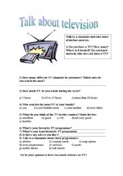 English Worksheet: talk about television