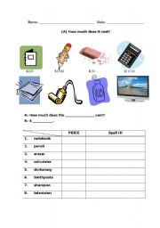 English Worksheet: pair practice -- money;  2-page worksheet