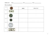 English worksheet: US money Quiz 