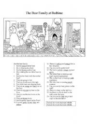 English Worksheet: The Bear Family at Bedtime