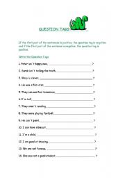 English Worksheet: Question Tags