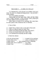 English worksheet: Christmas text