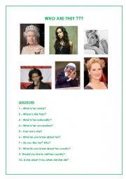 English Worksheet: Who are these women ???