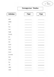 English Worksheet: Irregular Verb