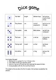 English Worksheet: Dice game