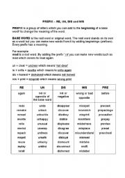 English Worksheet: Prefix