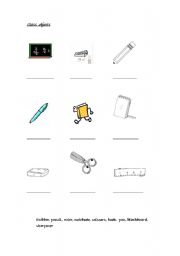 English Worksheet: Classroom objects 