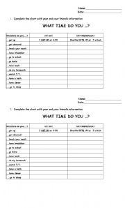 English worksheet: Routine chart