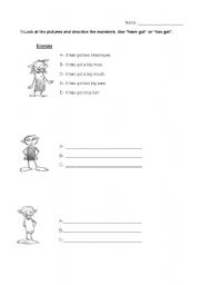 English worksheet: monsters