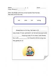 English worksheet: Grammar Cloze-eat