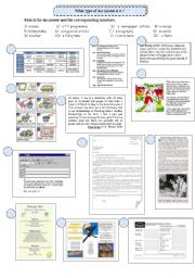 English Worksheet: Reading strategies: types of document