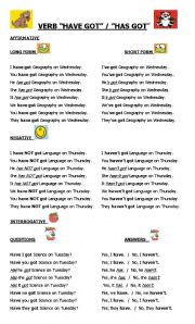 English Worksheet: have got - has got